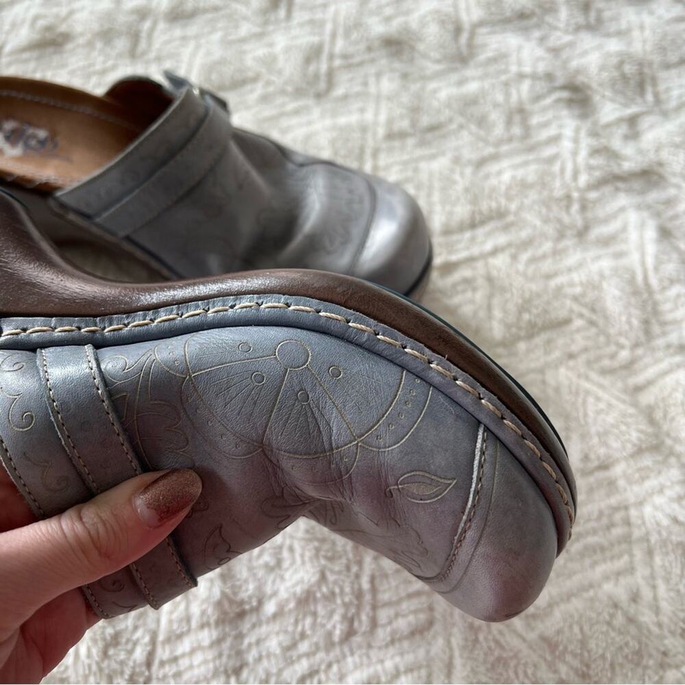 Indigo by Clarks Light Blue Leather Heeled Clogs - Picture 7 of 14